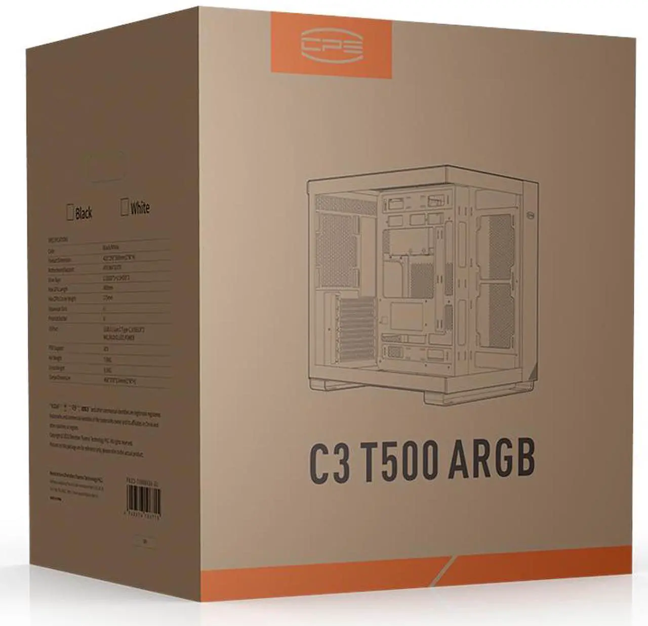 Alt view image 7 of 7 - PCCOOLER CPS C3 T500 ARGB PC Case, Dual-Chamber Mid-Tower ATX Case, Desktop Computer Case w/ 6 ARGB Fans Pre-installed w/ Fan Hub, Column-Free Design, Tempered Glass, USB 3.1 Gen 2 Type-C, White