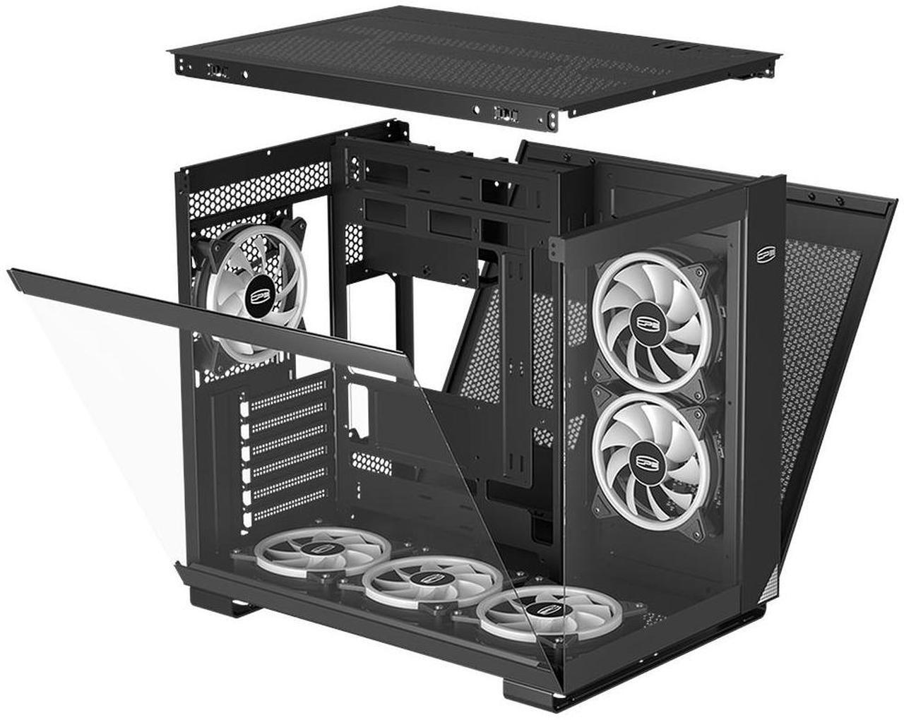 Alt view image 7 of 7 - PCCOOLER CPS C3 T500 ARGB BK PC Case, Dual-Chamber Mid-Tower ATX Case, Desktop Computer Case w/ 6 ARGB Fans Pre-installed w/ Fan Hub, Column-Free Design, Tempered Glass, USB 3.1 Gen 2 Type-C, Black