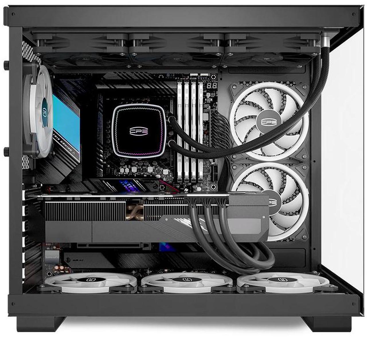 Alt view image 5 of 7 - PCCOOLER CPS C3 T500 ARGB BK PC Case, Dual-Chamber Mid-Tower ATX Case, Desktop Computer Case w/ 6 ARGB Fans Pre-installed w/ Fan Hub, Column-Free Design, Tempered Glass, USB 3.1 Gen 2 Type-C, Black