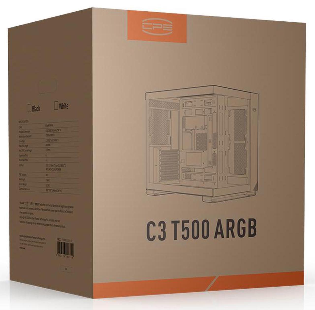 Alt view image 8 of 7 - PCCOOLER CPS C3 T500 ARGB BK PC Case, Dual-Chamber Mid-Tower ATX Case, Desktop Computer Case w/ 6 ARGB Fans Pre-installed w/ Fan Hub, Column-Free Design, Tempered Glass, USB 3.1 Gen 2 Type-C, Black