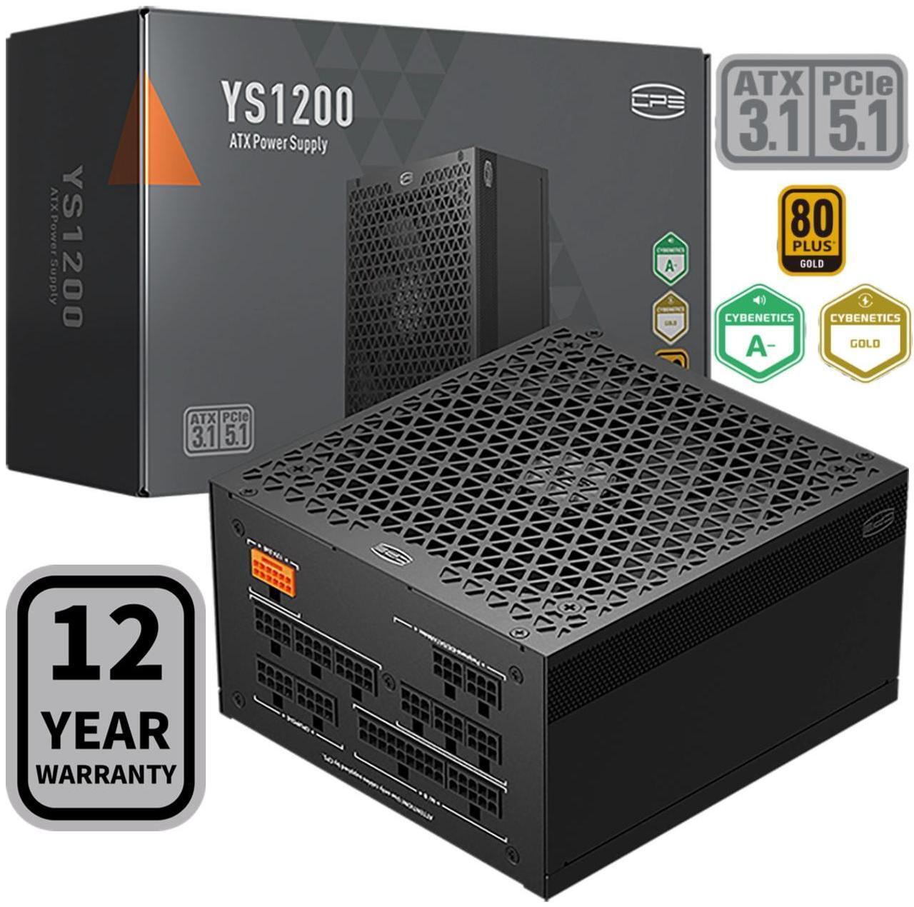 Main image of PCCOOLER CPS YS1200 Fully Modular Power Supply, 80 PLUS Gold 1200W PSU, 12V-2x6 Cable, ATX 3.1 & PCIe 5.1 Ready, 105°C Rated Japanese Capacitors, ECO Mode, 135mm FDB Fan, 12 Years Warranty
