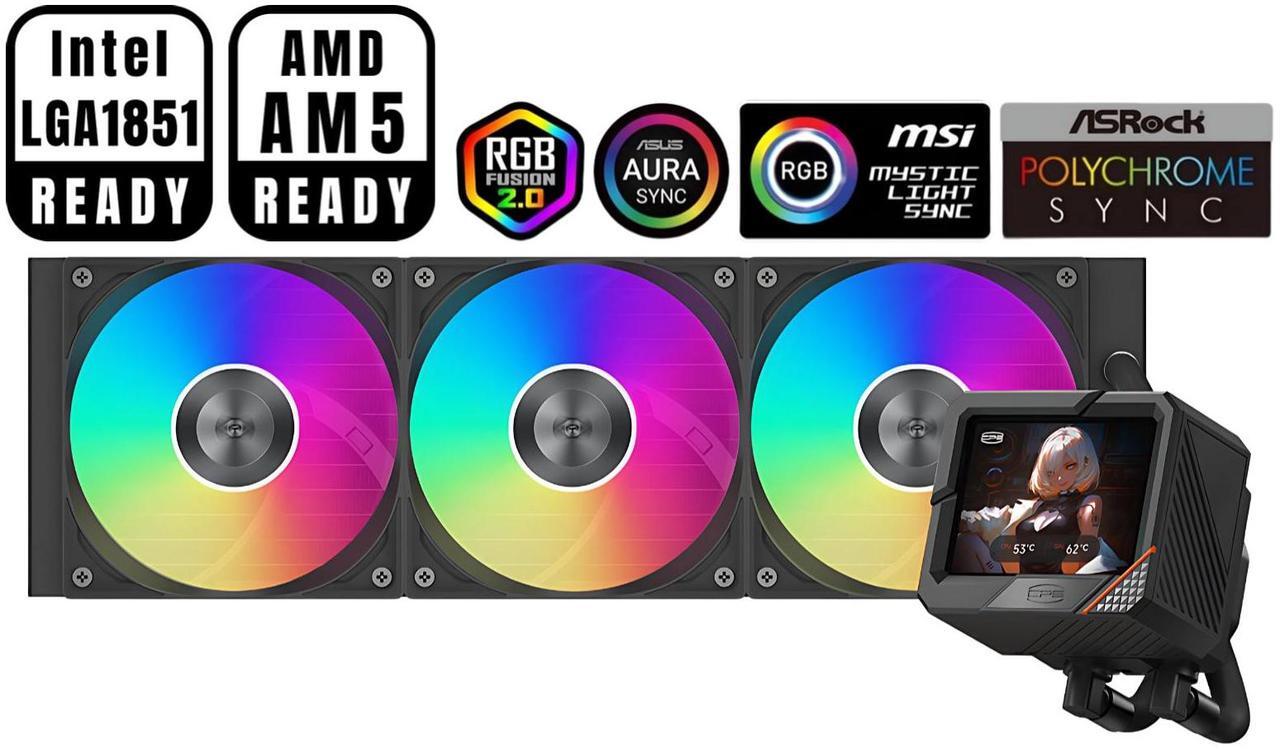 Main image of PCCOOLER CPS GT360 ARGB Display AIO CPU Liquid Cooler, 360mm Radiator, 310W TDP, Customizable 3.5" IPS LCD Cyber Style Display, Ceramic Bearing, for Intel LGA 1851/1700/1200/115X & AMD AM5/AM4, Black