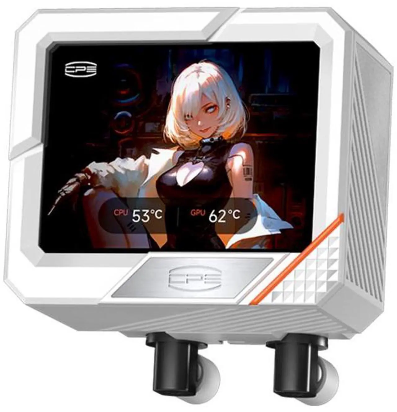 Alt view image 3 of 6 - PCCOOLER CPS GT240 ARGB Display AIO CPU Liquid Cooler, 240mm Radiator, 280W TDP, Customizable 3.5" IPS LCD Cyber Style Display, Ceramic Bearing, for Intel LGA 1851/1700/1200/115X & AMD AM5/AM4, White