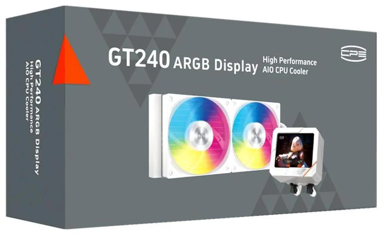 Alt view image 6 of 6 - PCCOOLER CPS GT240 ARGB Display AIO CPU Liquid Cooler, 240mm Radiator, 280W TDP, Customizable 3.5" IPS LCD Cyber Style Display, Ceramic Bearing, for Intel LGA 1851/1700/1200/115X & AMD AM5/AM4, White