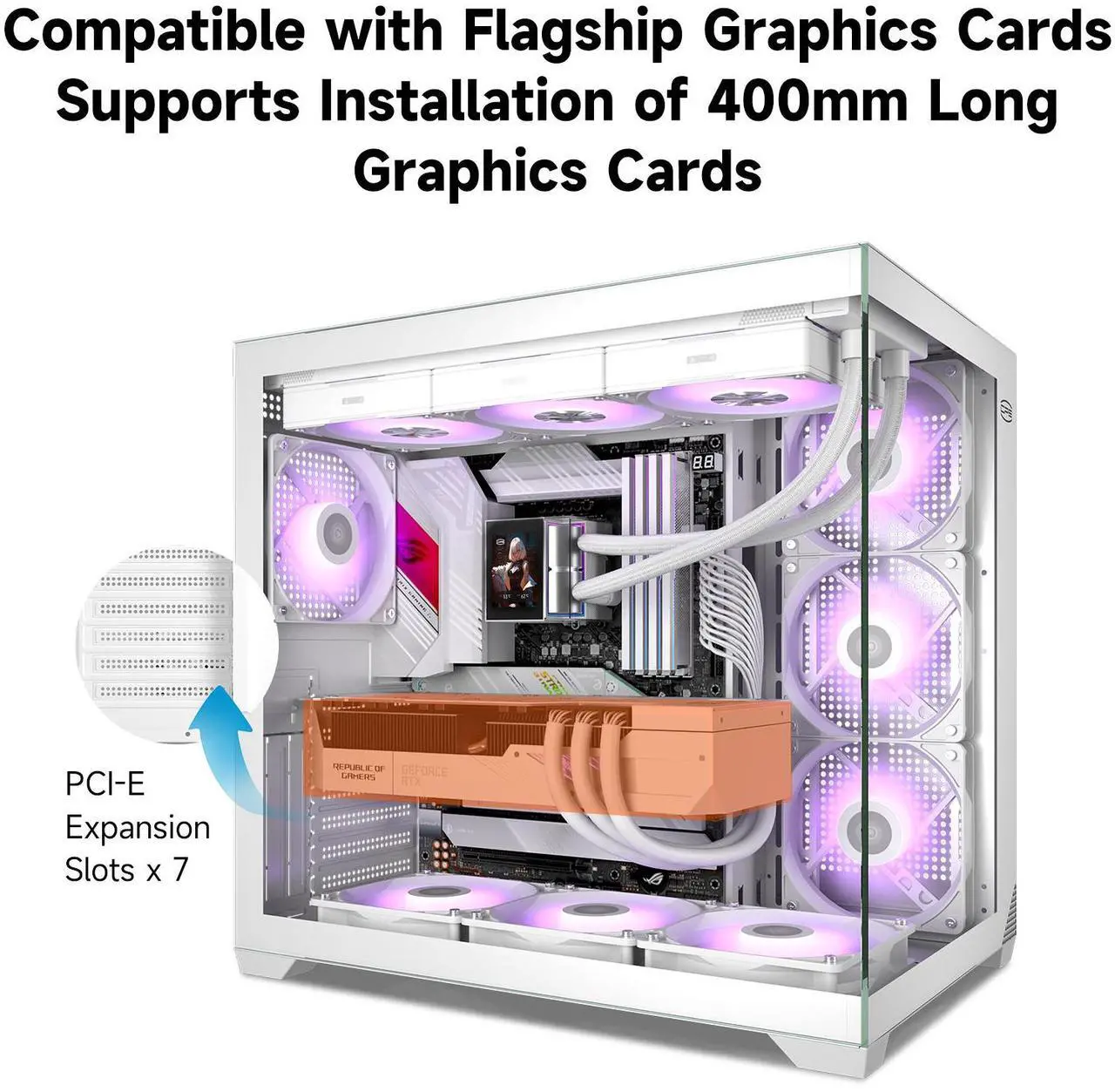 Alt view image 4 of 7 - PCCOOLER CPS C3 T700 ARGB PC Case, 4 x 120mm ARGB Fans Included, Dual-Chamber Mid-Tower ATX Case, High-Airflow Computer Case, BTF Motherboard Supports, Sturdy Tempered Glass Front & Side Panels, White