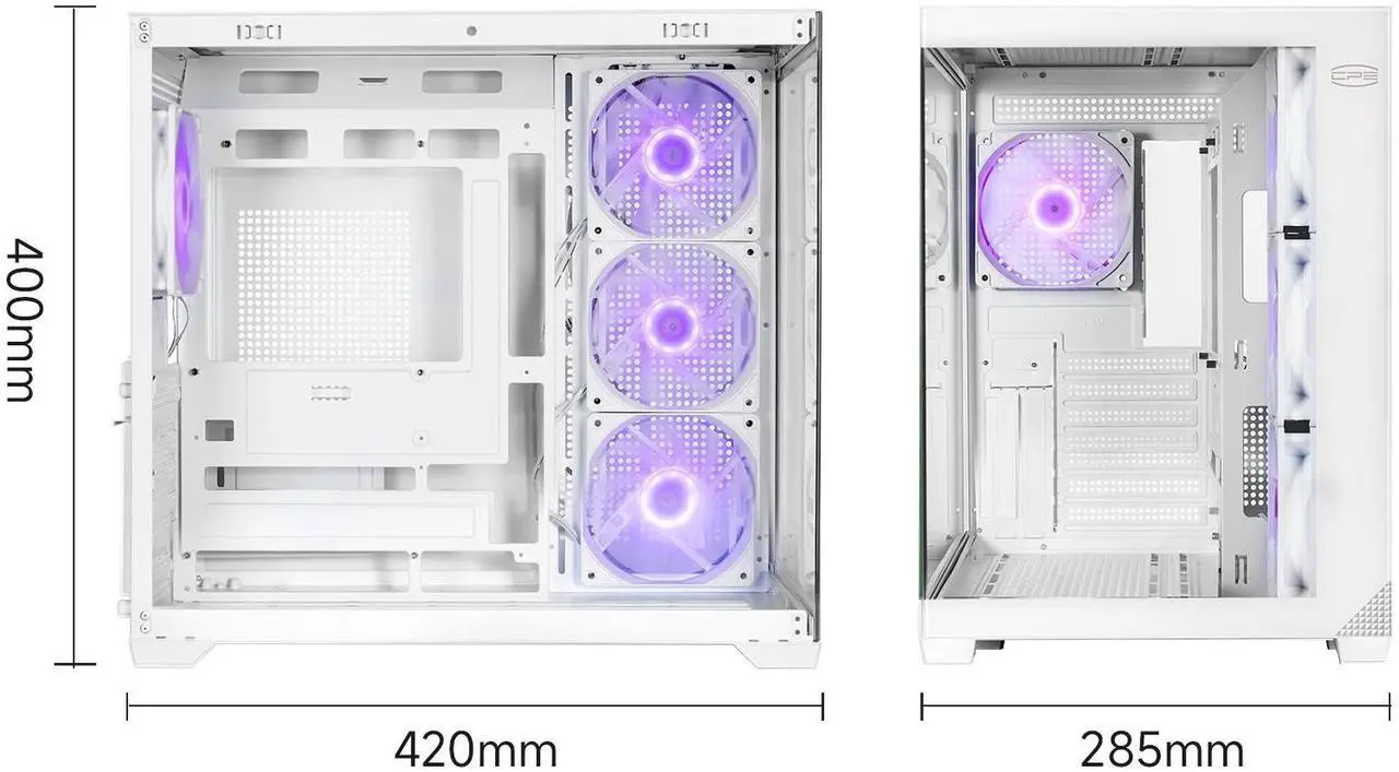 Alt view image 6 of 7 - PCCOOLER CPS C3 T700 ARGB PC Case, 4 x 120mm ARGB Fans Included, Dual-Chamber Mid-Tower ATX Case, High-Airflow Computer Case, BTF Motherboard Supports, Sturdy Tempered Glass Front & Side Panels, White