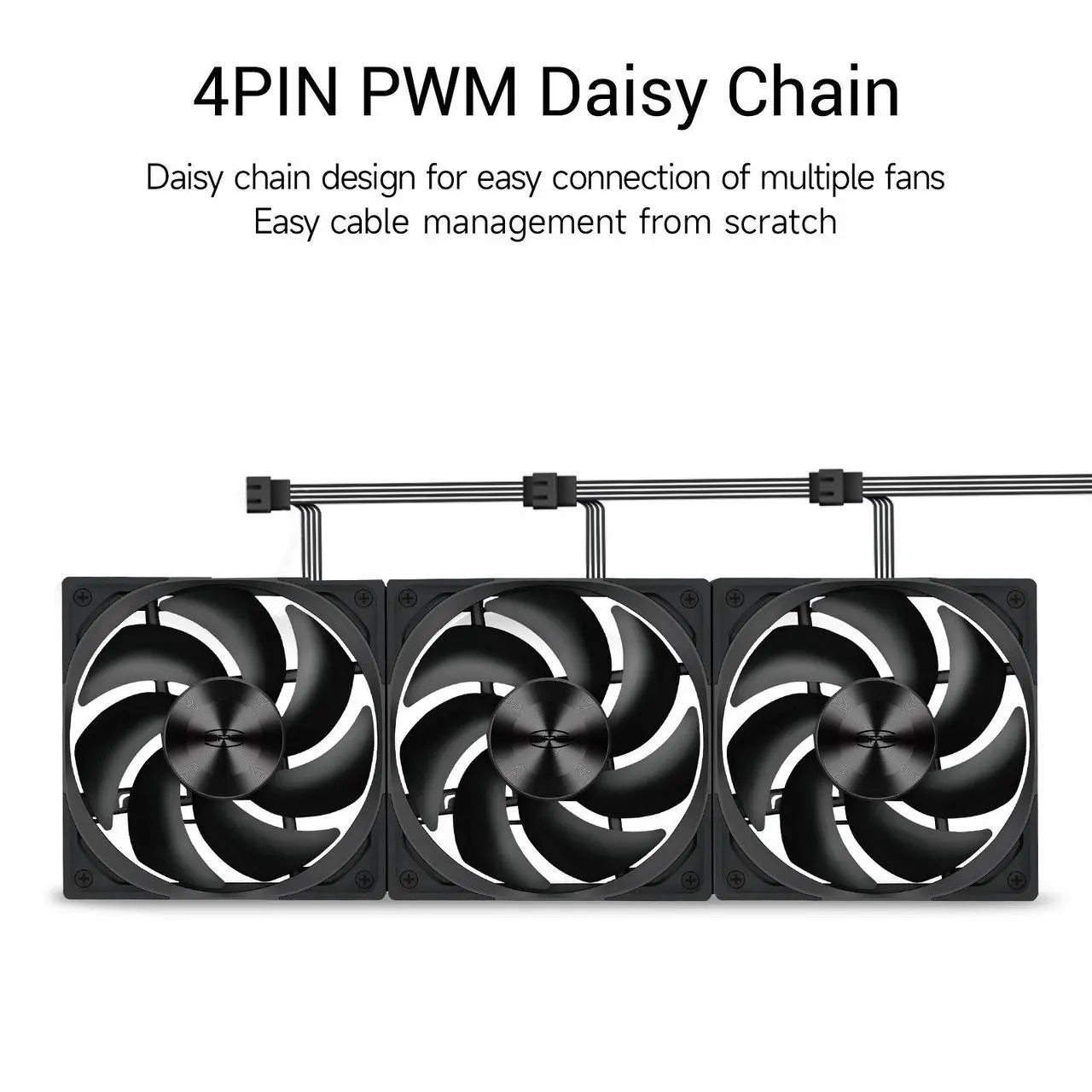 Alt view image 6 of 7 - PCCOOLER CPS F5 R120 3IN1 High-Performance 120mm Case Fans, 4-Pin PWM Silent PC Fans w/ 3 Modes up to 2200RPM, Daisy Chain Computer Fans with FDB, Vibration-Damping Mounting Pads, Black - 3in1 Pack