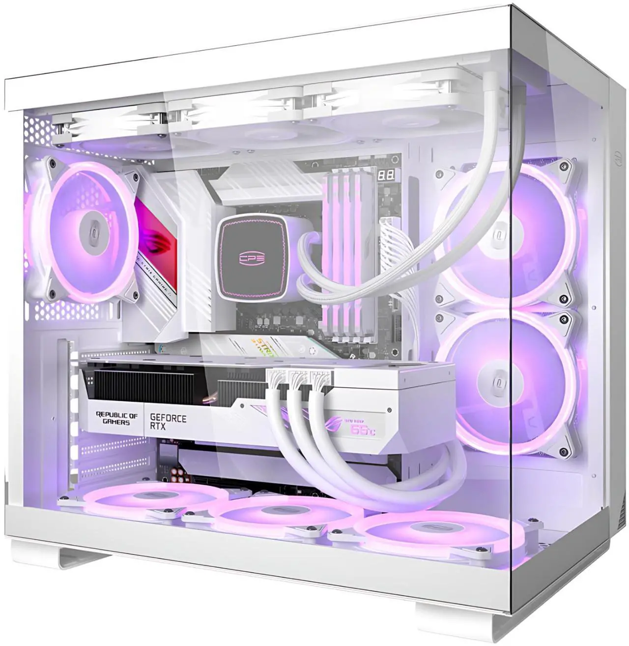 Main image of PCCOOLER CPS C3 T500 ARGB PC Case, Dual-Chamber Mid-Tower ATX Case, Desktop Computer Case w/ 6 ARGB Fans Pre-installed w/ Fan Hub, Column-Free Design, Tempered Glass, USB 3.1 Gen 2 Type-C, White