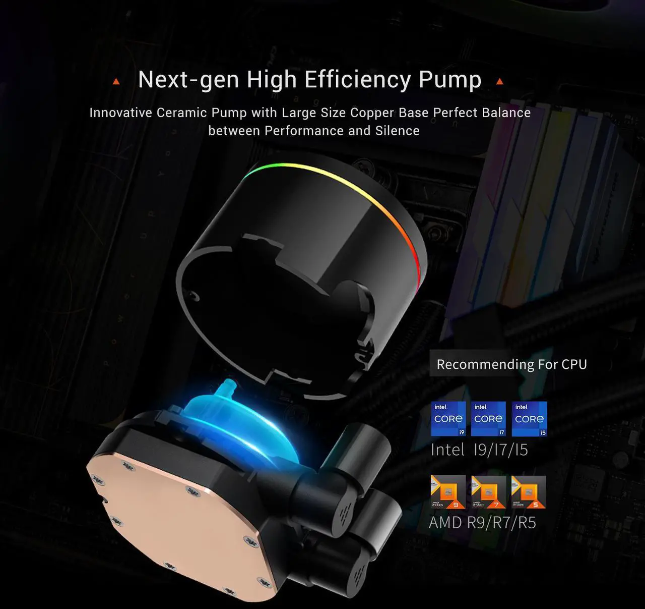 Alt view image 2 of 7 - PCCOOLER CPS DA360 Pro ARGB Digital AIO CPU Liquid Cooler, 360mm Radiator, 300W TDP, 270° Rotatable Digital Display, Infinity Halo ARGB Effect, for Intel LGA 1851/1700/1200/115X & AMD AM5/AM4, Black