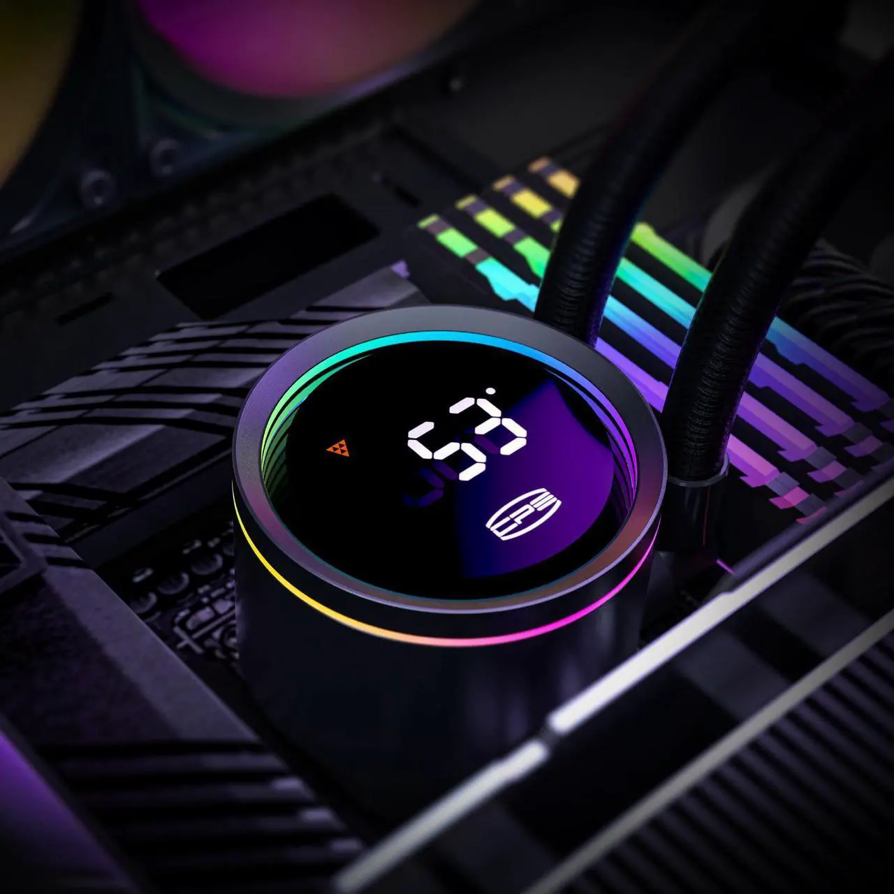 Alt view image 5 of 7 - PCCOOLER CPS DA360 Pro ARGB Digital AIO CPU Liquid Cooler, 360mm Radiator, 300W TDP, 270° Rotatable Digital Display, Infinity Halo ARGB Effect, for Intel LGA 1851/1700/1200/115X & AMD AM5/AM4, Black
