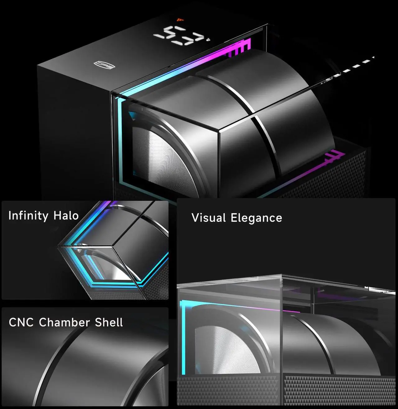 Alt view image 3 of 7 - PCCOOLER CPS DS360 AIO CPU Liquid Cooler, 360mm Radiator, 310W TDP, Dual Chamber Pump, ARGB LEDs & Digital Display, Aluminum Pump Cover, for Intel LGA 1851/1700/1200/115X & AMD AM5/AM4, Black
