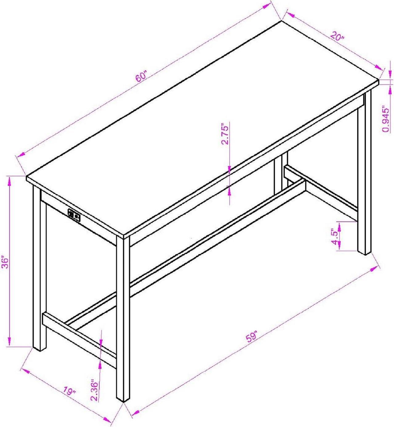 Alt view image 6 of 7 - Bar Table Set with Outlet, Bar Table and Chairs Set, 4 Piece Dining Table Set, Industrial Breakfast Table Set, for Living Room, Dining Room, Game Room