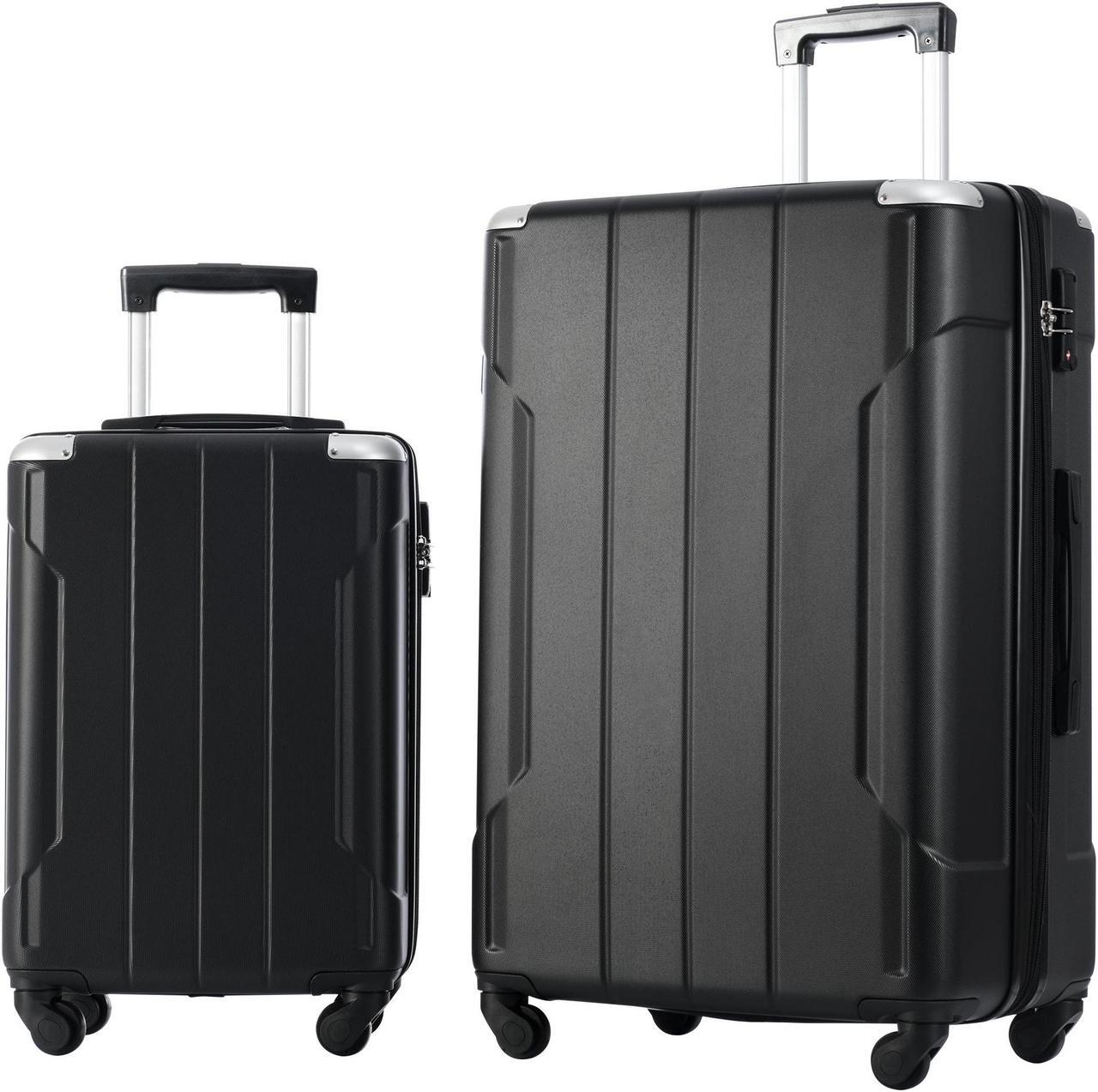 Alt view image 2 of 7 - Hardshell Luggage Sets 3 Pcs Spinner Suitcase with TSA Lock Lightweight 20''24''28'' Black