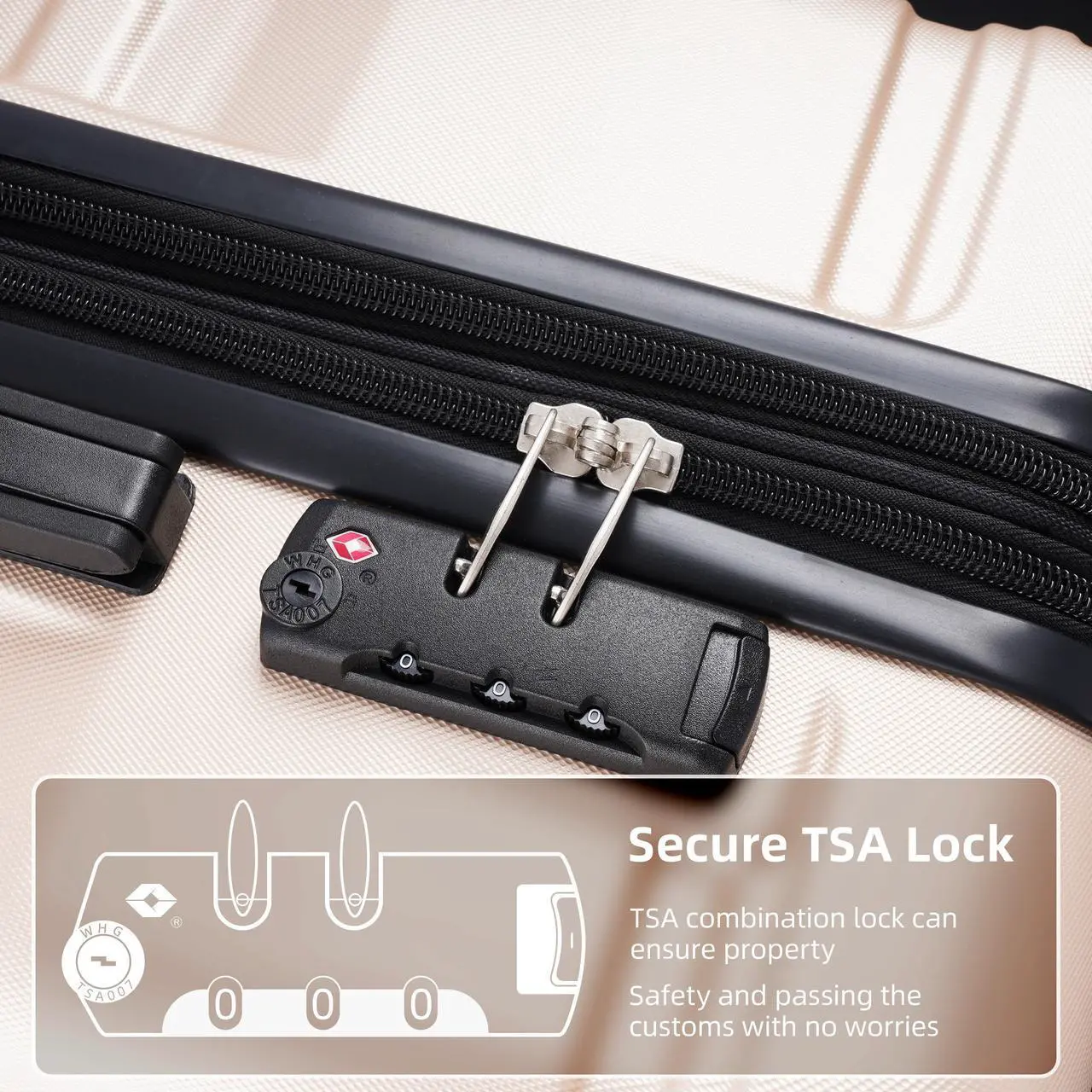 Alt view image 7 of 7 - Luggage Sets New Model Expandable ABS Hardshell 3pcs Clearance Luggage Hardside Lightweight Durable Suitcase sets Spinner Wheels Suitcase with TSA Lock 20''24''28'' (Champagne)