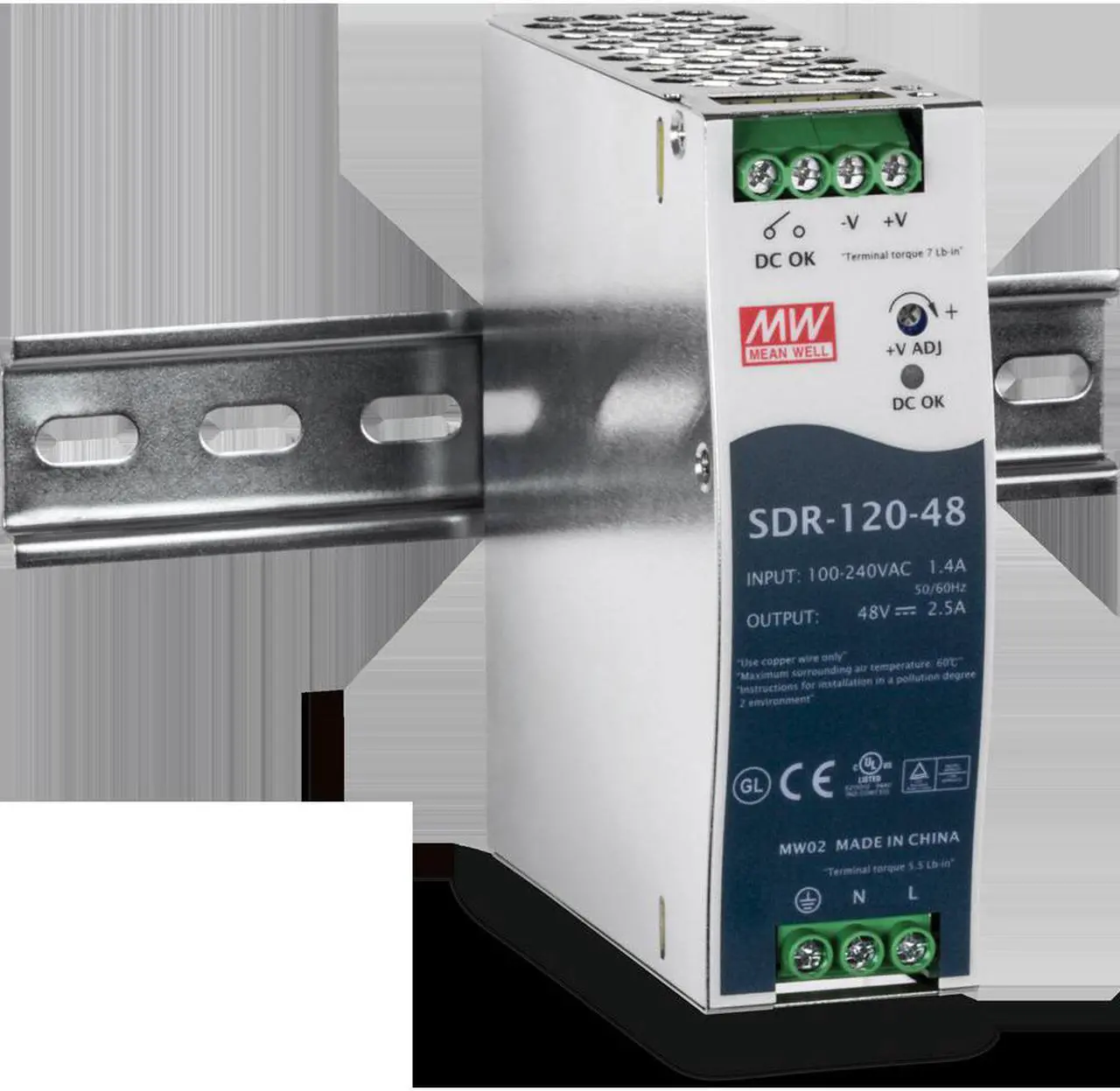 Alt view image 3 of 8 - TRENDnet TI-S12048 DIN Rail 48V 120W Power Supply for TI-PG541