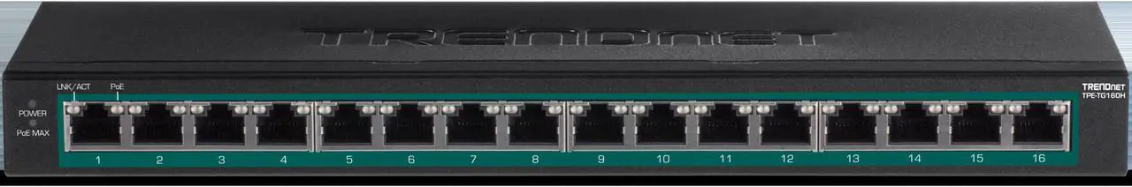 Alt view image 5 of 8 - TRENDnet TPE-TG160H, 16-Port Gigabit PoE+ Switch