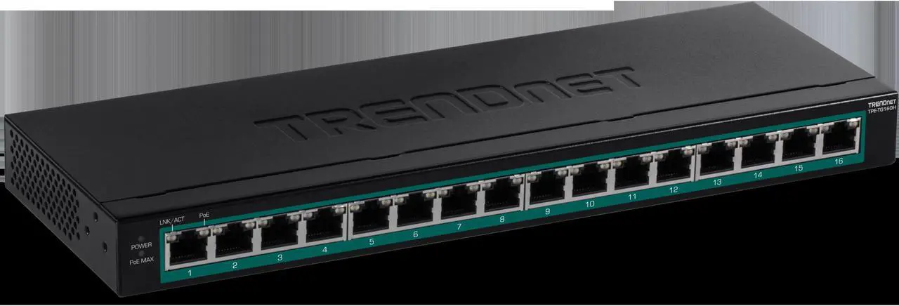 Alt view image 4 of 8 - TRENDnet TPE-TG160H, 16-Port Gigabit PoE+ Switch