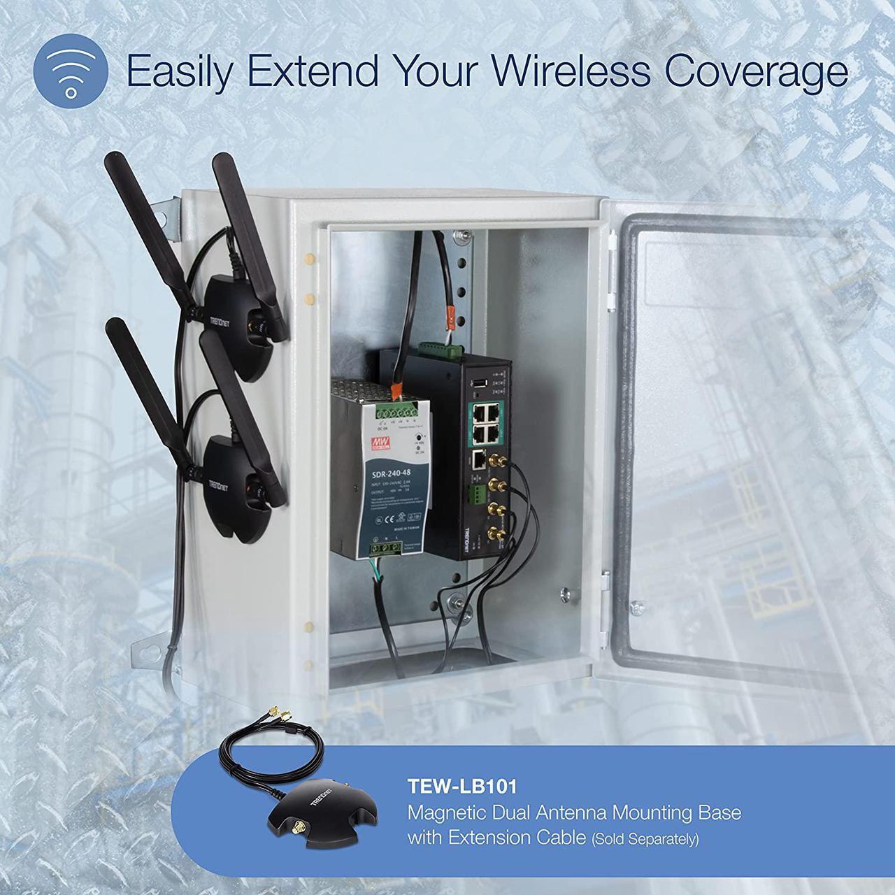 Alt view image 2 of 20 - TRENDnet TI-WP100, Industrial AC1200 Wireless Gigabit PoE+ Router