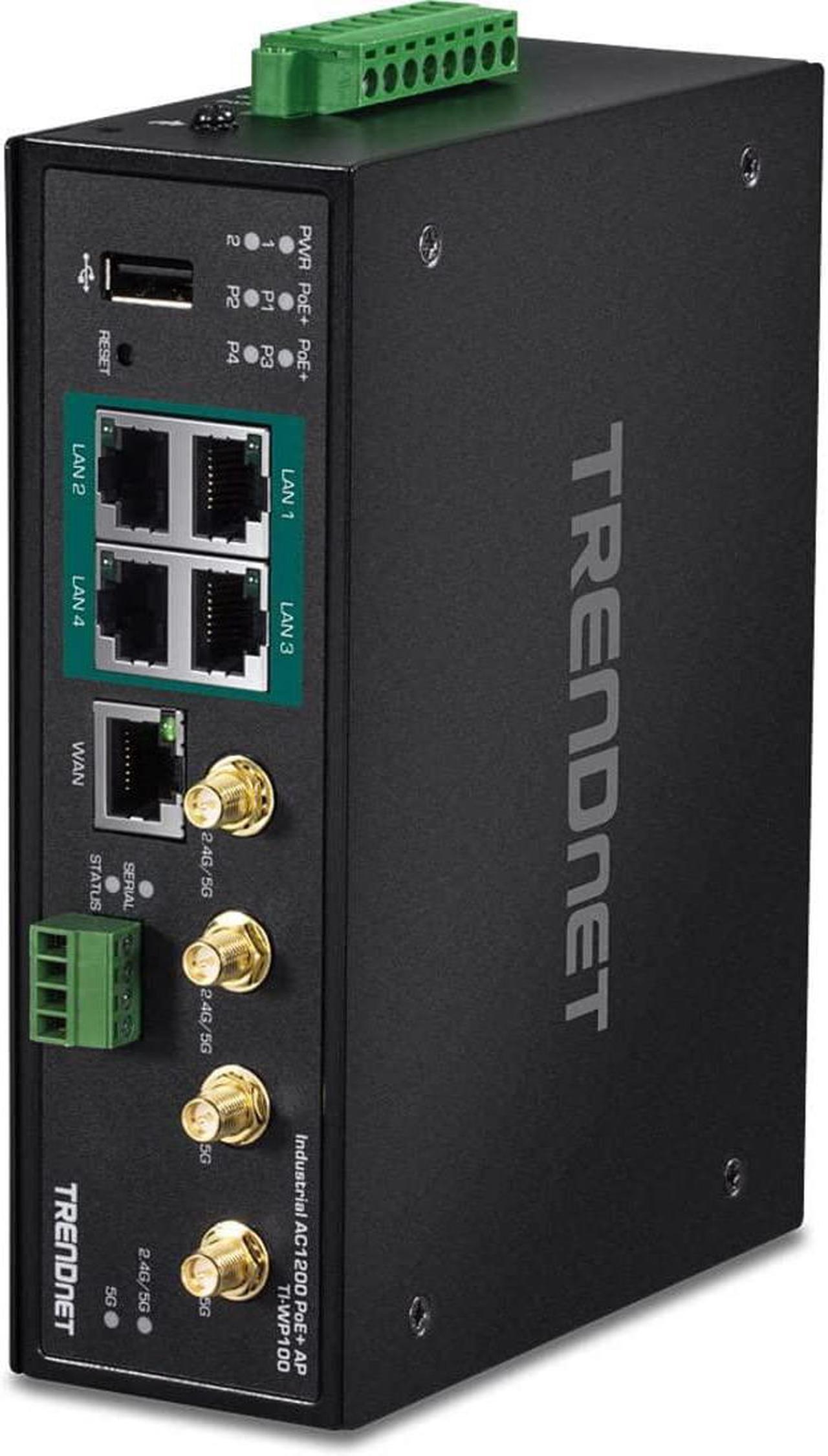 Alt view image 7 of 20 - TRENDnet TI-WP100, Industrial AC1200 Wireless Gigabit PoE+ Router
