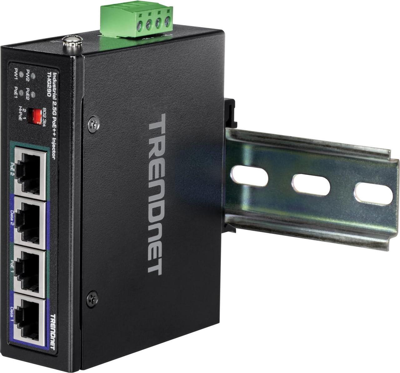 Alt view image 3 of 14 - TRENDnet 95W 2-Port Industrial 2.5G PoE++ Injector,  Supports PoE IEEE 802.3af, PoE+ IEEE 802.3at, And PoE++  IEEE 802.3bt, Not Compatible With Passive PoE Devices,  Black, TI-IG290