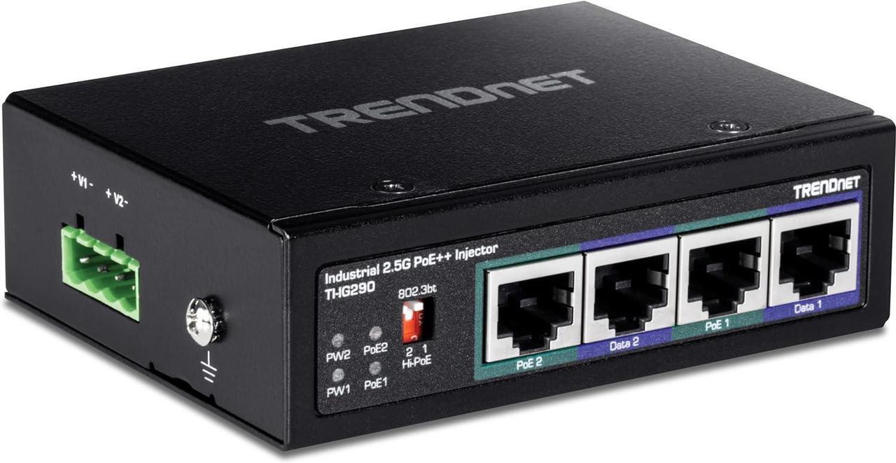 Alt view image 5 of 14 - TRENDnet 95W 2-Port Industrial 2.5G PoE++ Injector,  Supports PoE IEEE 802.3af, PoE+ IEEE 802.3at, And PoE++  IEEE 802.3bt, Not Compatible With Passive PoE Devices,  Black, TI-IG290