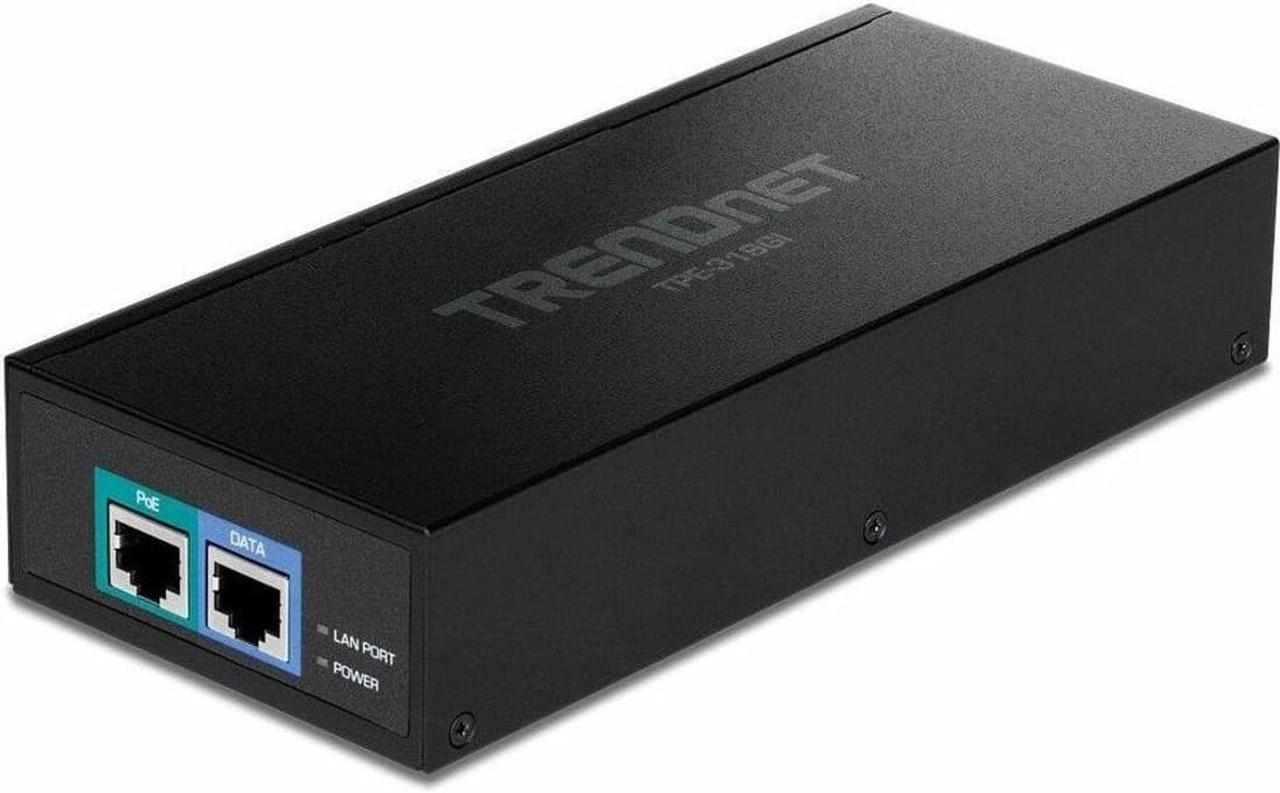 TRENDnet 10G PoE++ Injector, Supplies PoE (15.4W), PoE+  (30W), or PoE++ (90W), Converts a Non-PoE Port To A PoE ++ 10G port, Metal Housing, Black, TPE-319GI