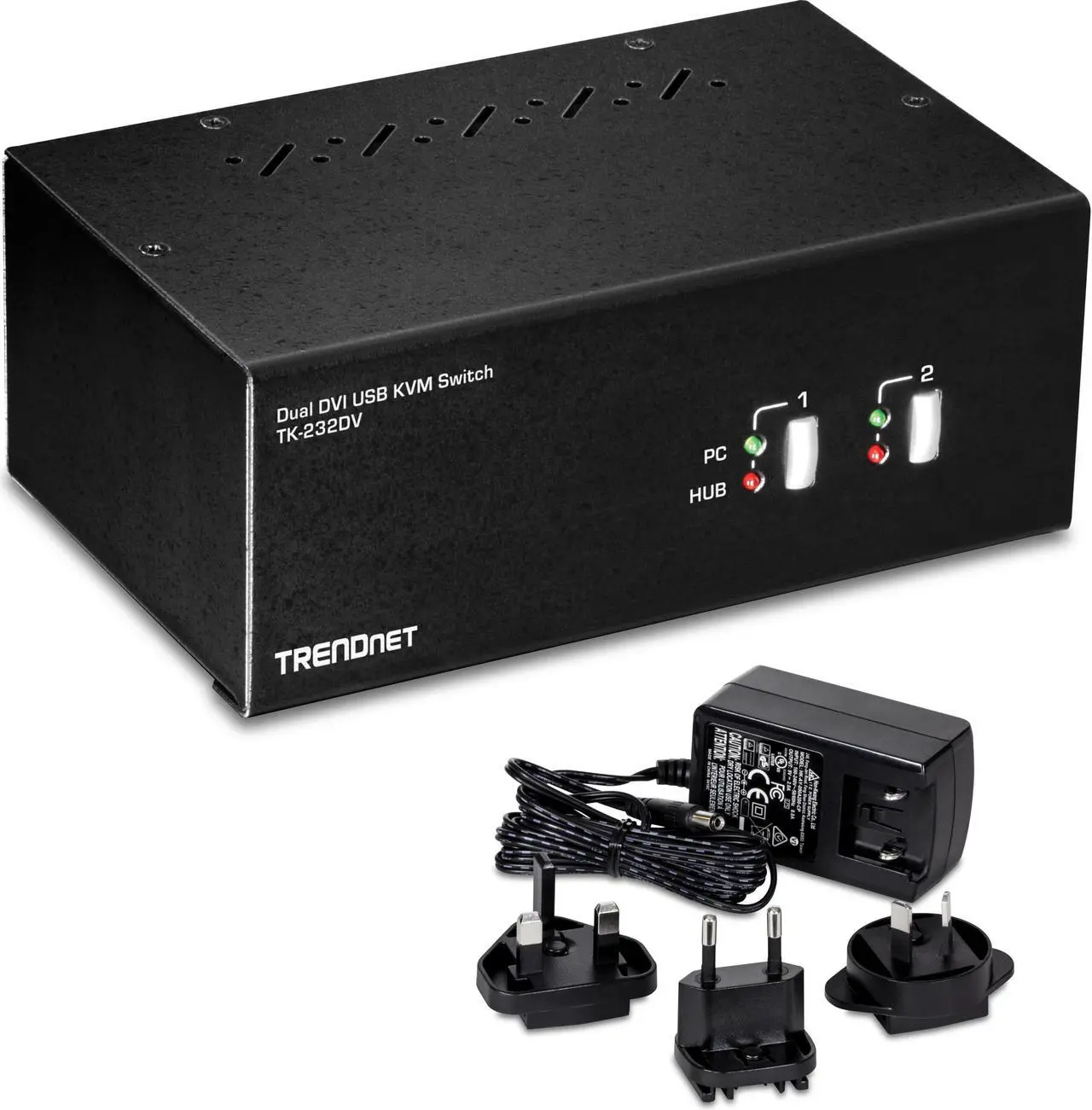 Main image of TRENDnet TK-232DV, 2-Port Dual Monitor DVI KVM Switch with Audio, 2-Port USB 2.0 Hub, Digital Resolutions up to 1920 x 1200, Analog Resolutions up to 2048 x 1536