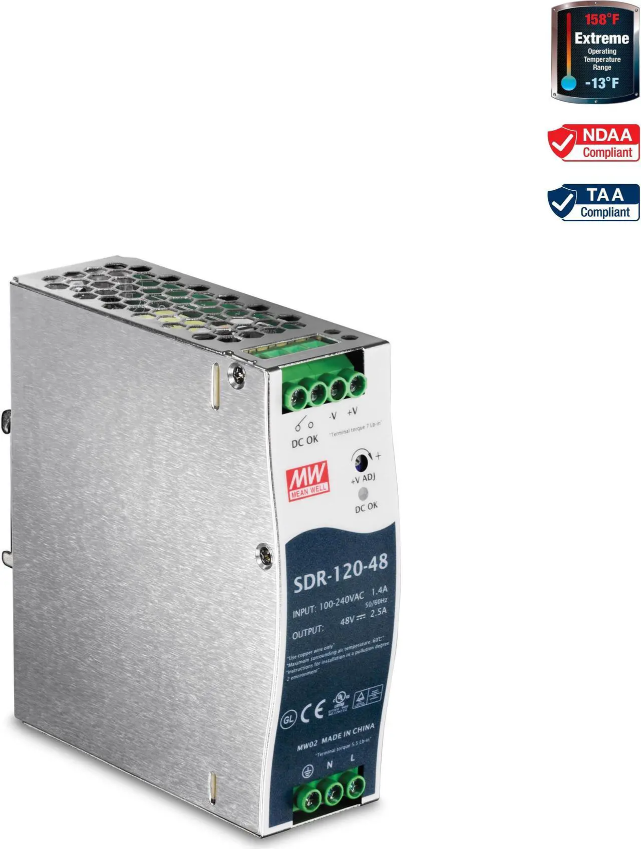 Main image of TRENDnet TI-S12048 DIN Rail 48V 120W Power Supply for TI-PG541