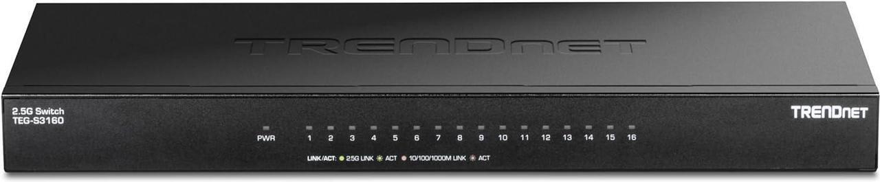 Alt view image 3 of 10 - TRENDnet TEG-S3160, 16-Port Unmanaged 2.5G Desktop Network Ethernet Switch