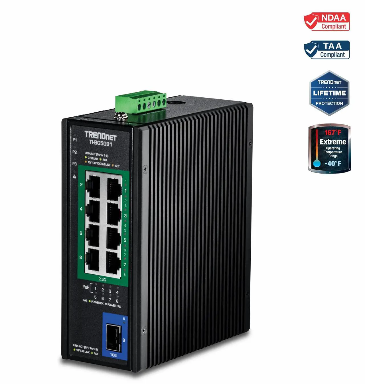 TRENDnet 5-Port Gigabit PoE++ Powered Managed Switch with PoE ...