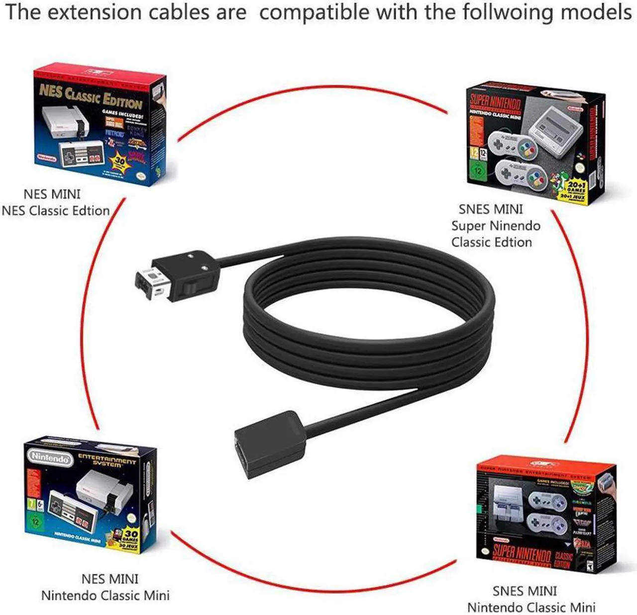 Alt view image 6 of 6 - Werleo SNES Classic Controller Extension Cable 3M/10 ft (2-PACK)