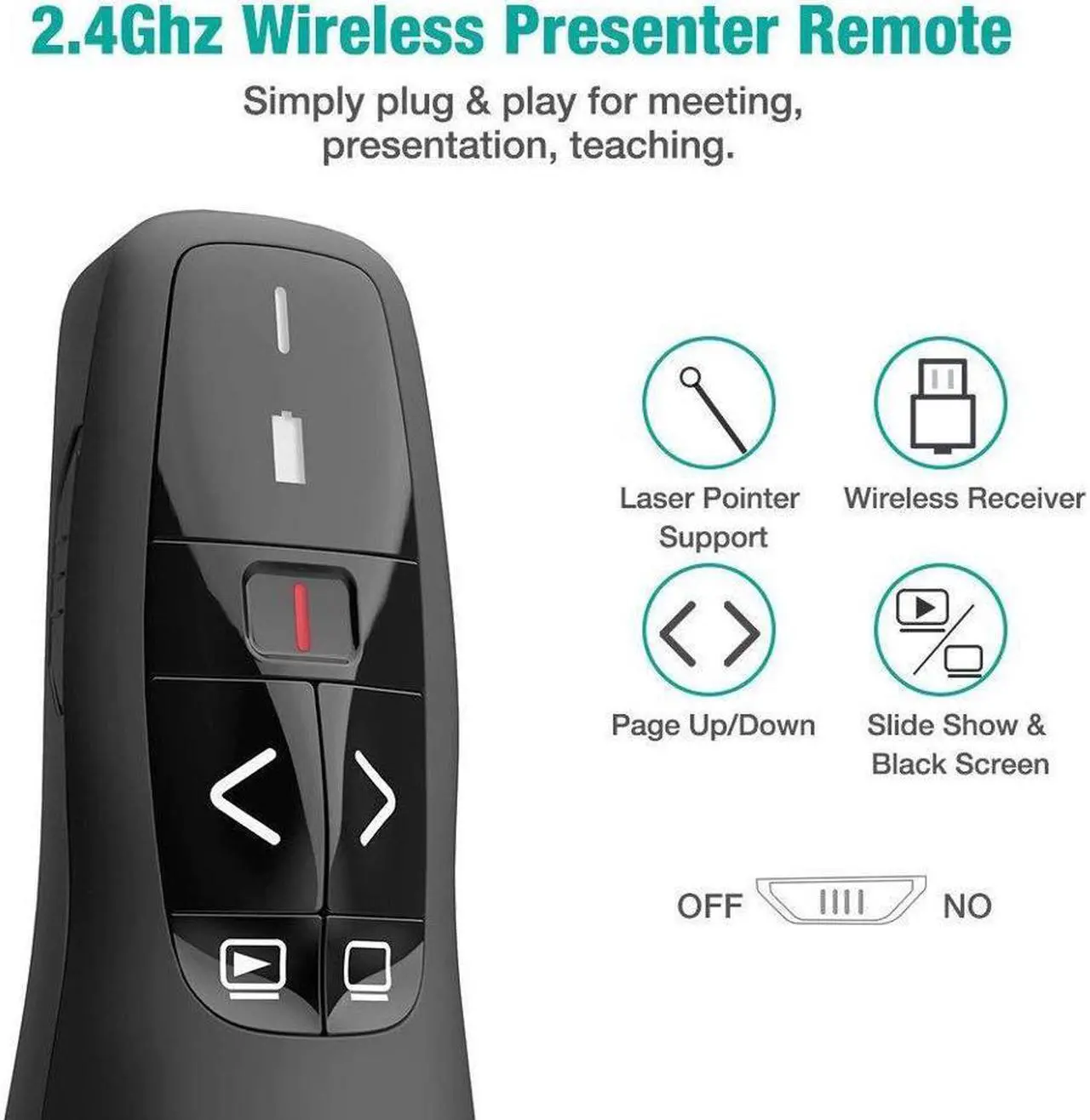 Alt view image 3 of 7 - RF 2.4GHz Wireless USB PowerPoint PPT Presenter Presentation Remote Control Laser Pointer Clicker Flip Pen