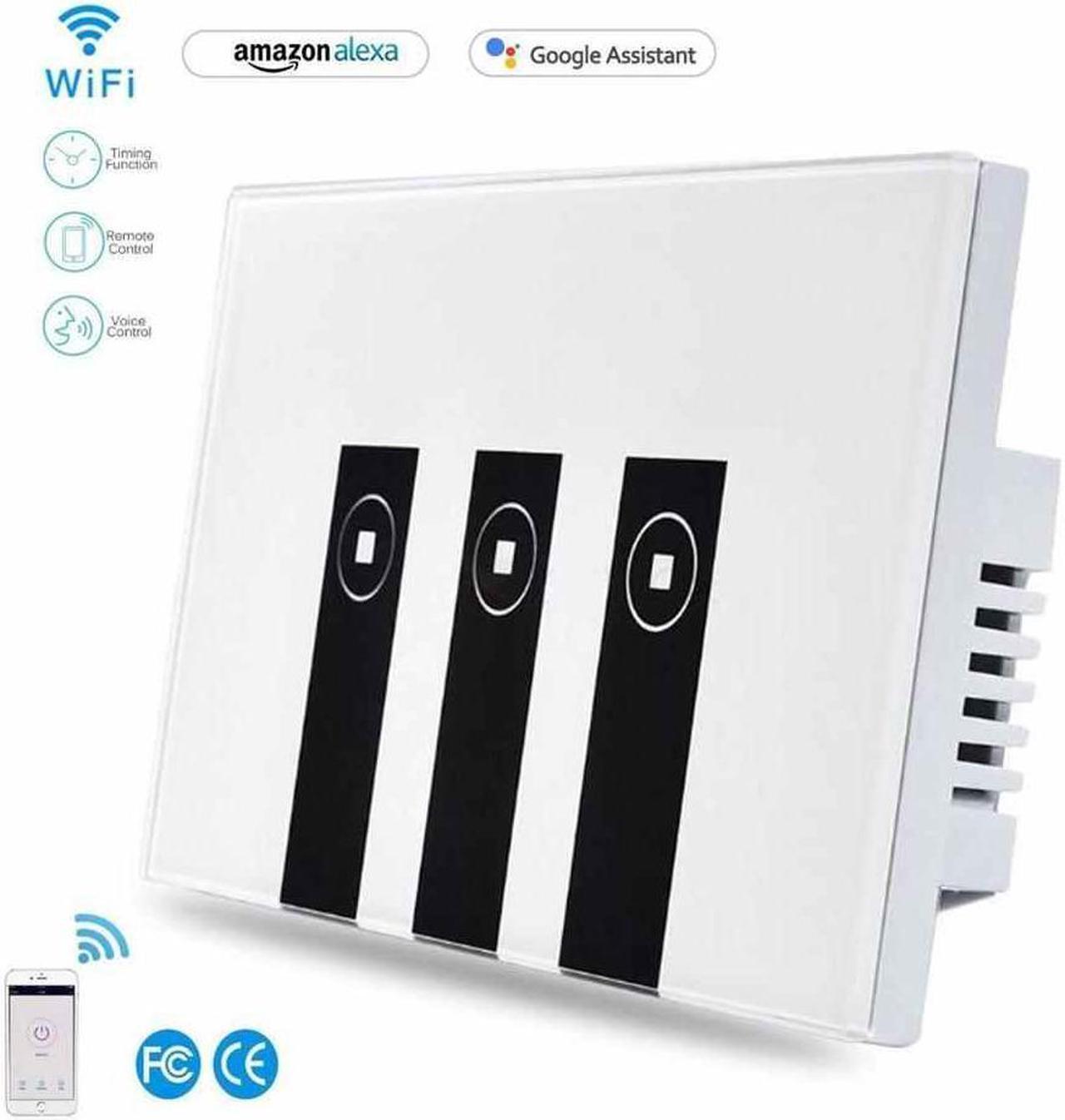 Main image of Smart Switch, Werleo WIFI Smart Wall Light Switch 3 Gang Wireless in Wall Switch Glass Touch Panel Plate Compatible with Alexa Echo Google Home Remote Control Lights by Android IOS APP Timing Function