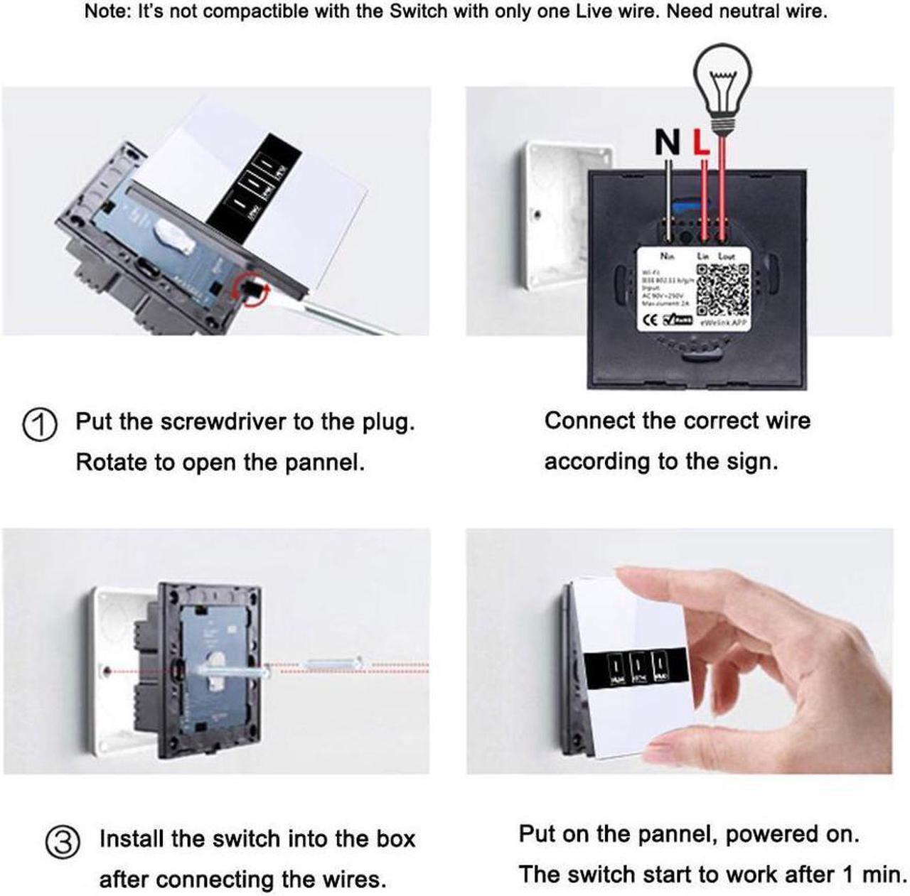 Alt view image 7 of 7 - Smart Switch, Werleo WIFI Smart Wall Light Switch 3 Gang Wireless in Wall Switch Glass Touch Panel Plate Compatible with Alexa Echo Google Home Remote Control Lights by Android IOS APP Timing Function