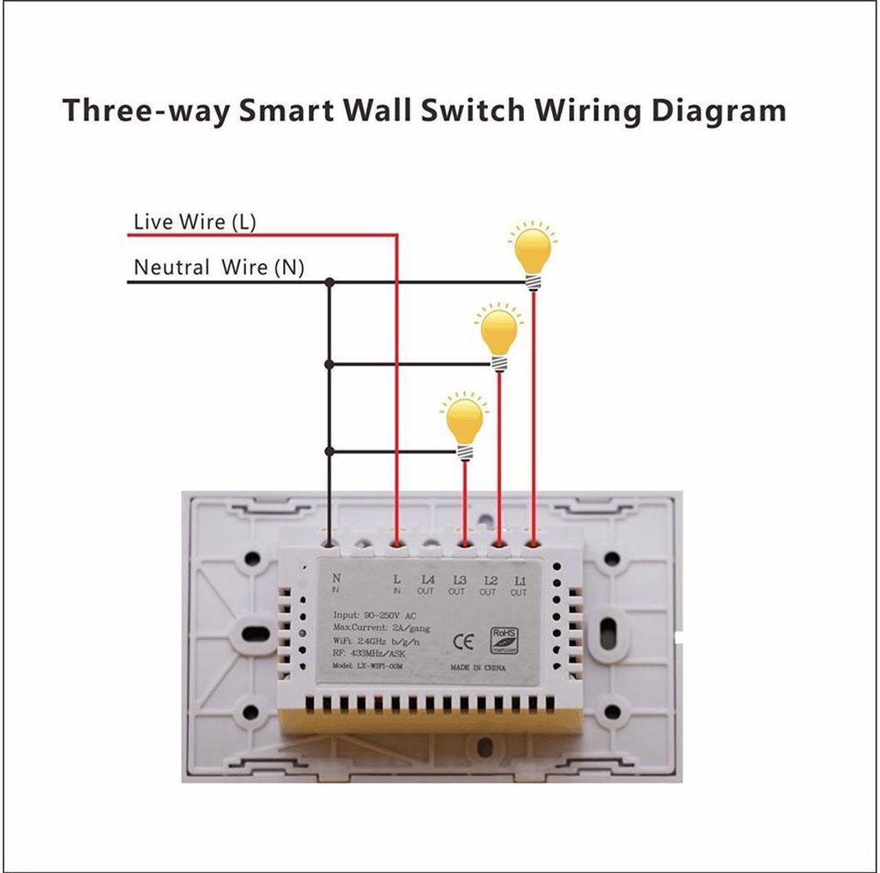 Alt view image 5 of 7 - Smart Switch, Werleo WIFI Smart Wall Light Switch 3 Gang Wireless in Wall Switch Glass Touch Panel Plate Compatible with Alexa Echo Google Home Remote Control Lights by Android IOS APP Timing Function
