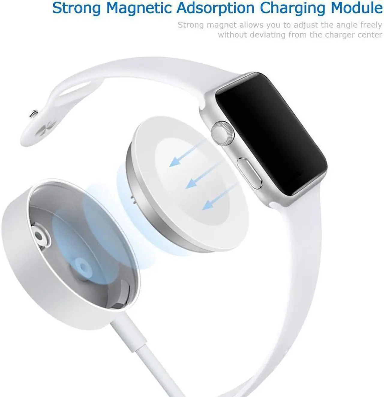 Alt view image 5 of 7 - Apple Watch Charger iWatch Charger Charging Cable Magnetic Wireless Portable Charger Pad 3.3 ft Charging Cable Cord for Apple Watch Series 3 2 1 All 38mm 42mm iWatch