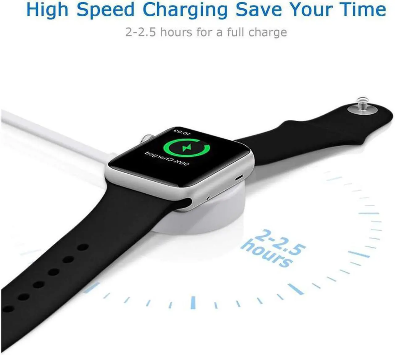 Alt view image 6 of 7 - Apple Watch Charger iWatch Charger Charging Cable Magnetic Wireless Portable Charger Pad 3.3 ft Charging Cable Cord for Apple Watch Series 3 2 1 All 38mm 42mm iWatch