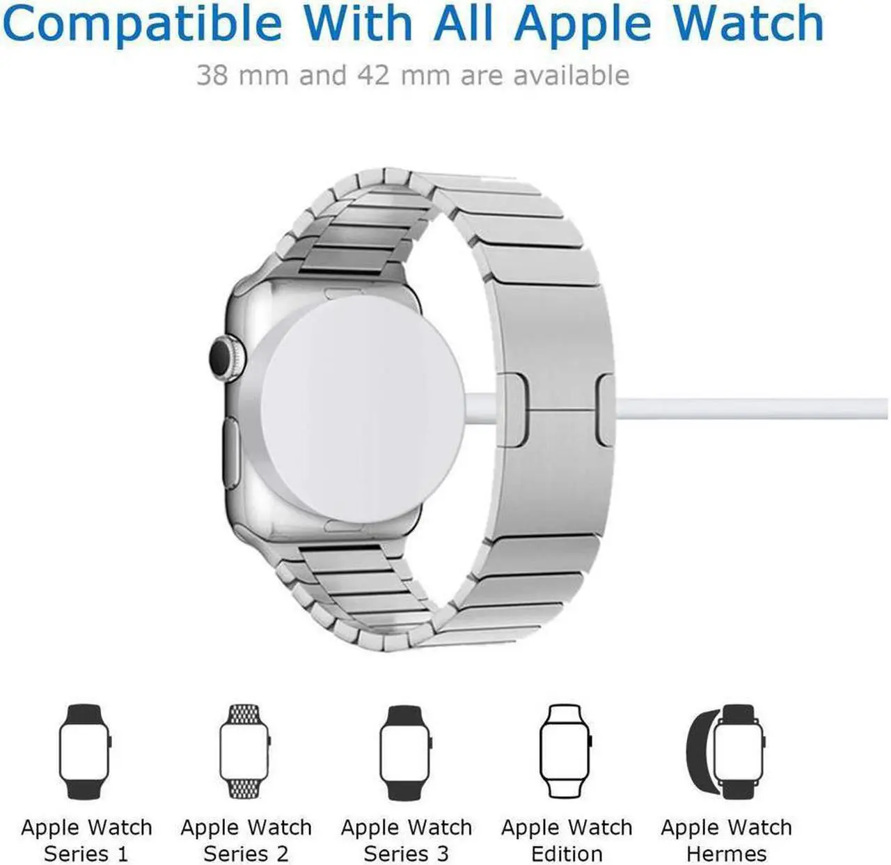 Alt view image 4 of 7 - Apple Watch Charger iWatch Charger Charging Cable Magnetic Wireless Portable Charger Pad 3.3 ft Charging Cable Cord for Apple Watch Series 3 2 1 All 38mm 42mm iWatch
