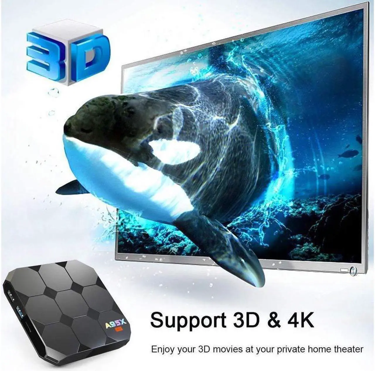 Alt view image 4 of 7 - Android TV Box 7.1.2, Smart A95 R2 2GB Ram 16GB with Amlogic S905w Quad Core 2.4G Wifi 4K HD Support, IR Remote