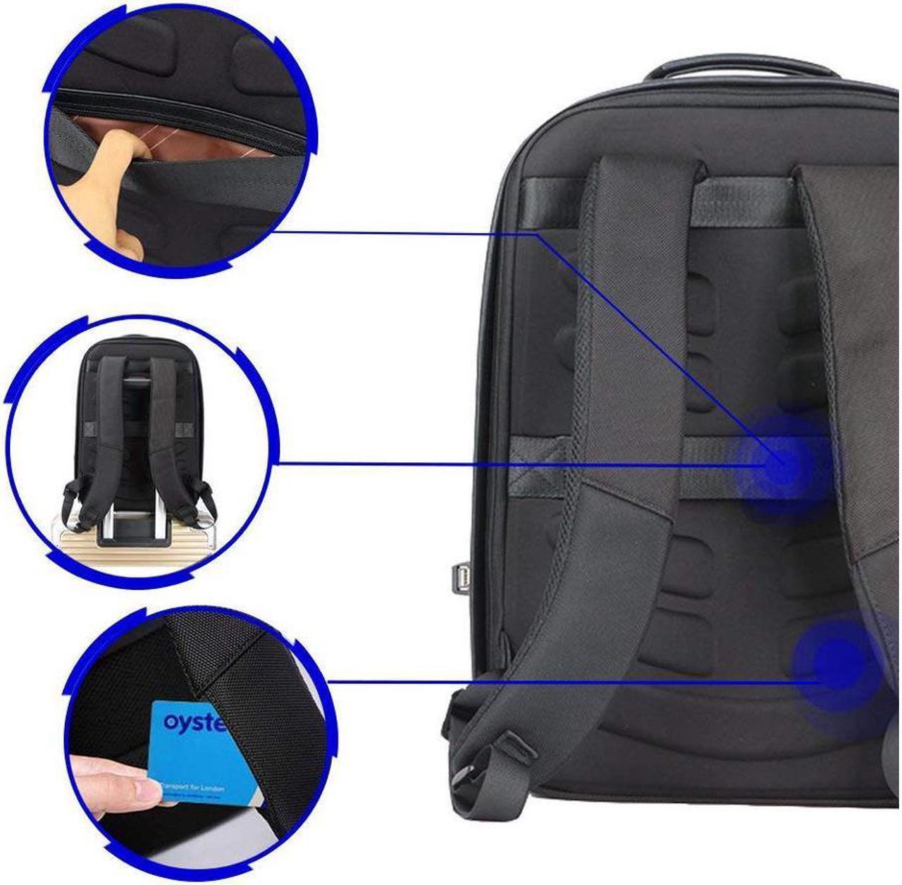Alt view image 4 of 7 - Bopai Anti Theft Travel Laptop Backpack with USB Charging Fits 15.6 Inch Laptop Notebook Macbook Synthetic Leather Computer Backpack for Business School Bookbag for Men Women Black