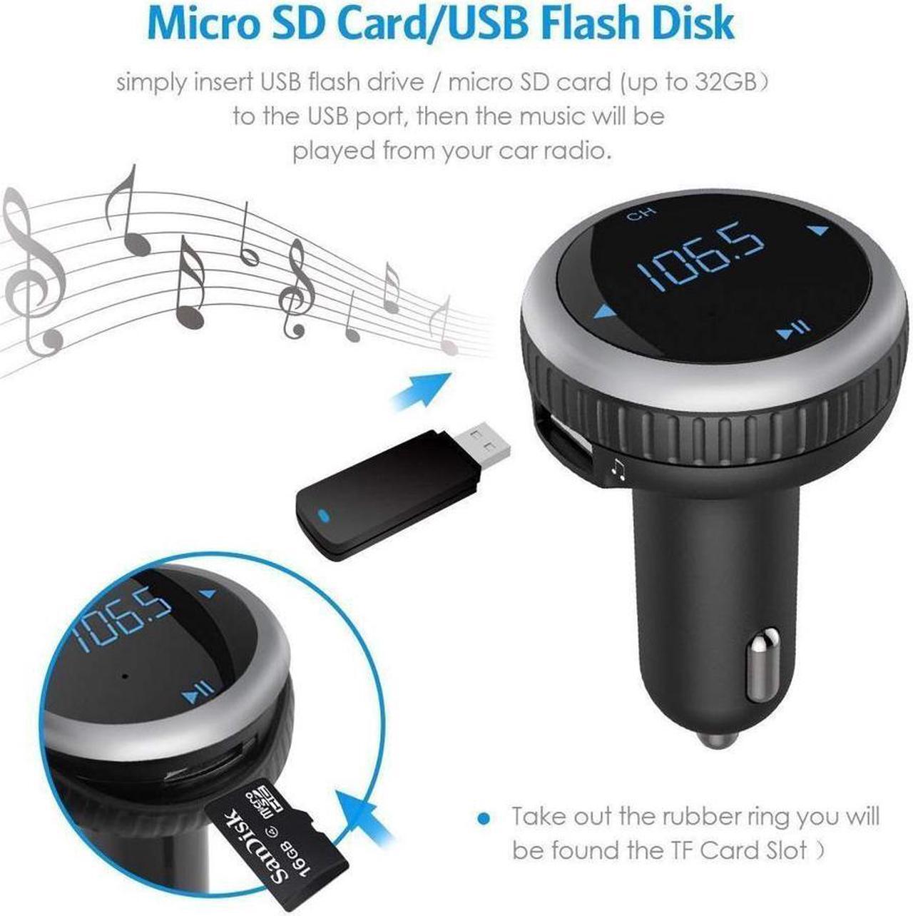 Alt view image 2 of 7 - Bluetooth FM Transmitter Car Charger with Smart Locator 5V 2.1A USB Charging Port Wireless In-Car Radio Adapter Car Kit MP3 Player Hands-free Call for iPhone Samsung Smartphone Silver