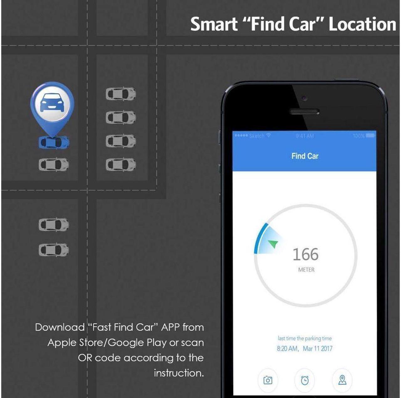 Alt view image 7 of 7 - Bluetooth FM Transmitter Car Charger with Smart Locator 5V 2.1A USB Charging Port Wireless In-Car Radio Adapter Car Kit MP3 Player Hands-free Call for iPhone Samsung Smartphone Silver