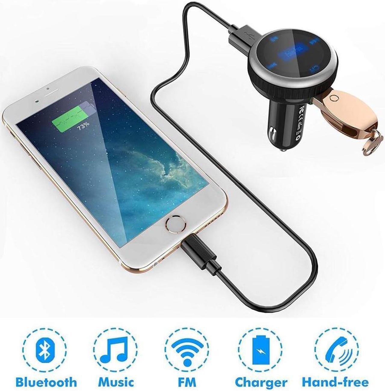 Alt view image 5 of 7 - Bluetooth FM Transmitter Car Charger with Smart Locator 5V 2.1A USB Charging Port Wireless In-Car Radio Adapter Car Kit MP3 Player Hands-free Call for iPhone Samsung Smartphone Silver
