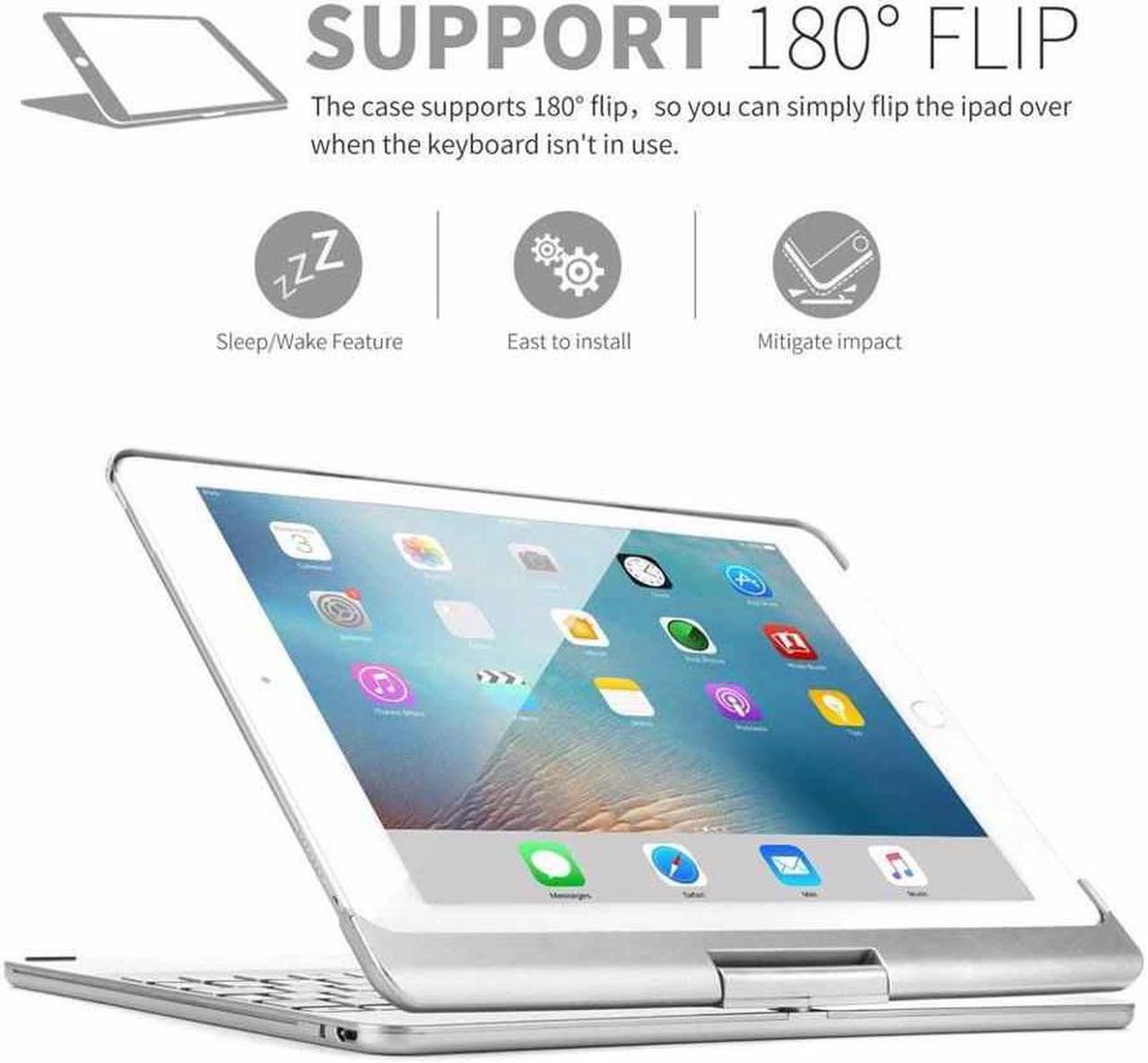 Alt view image 5 of 7 - Keyboard Case for iPad 9.7 2018 2017 iPad Pro 9.7 iPad Air Werleo 7 Color Backlit Bluetooth Keyboard Case Folio Smart 360 Rotate Stand Keyboard Cover for iPad Air Air 2 iPad Pro 9.7 iPad 9.7
