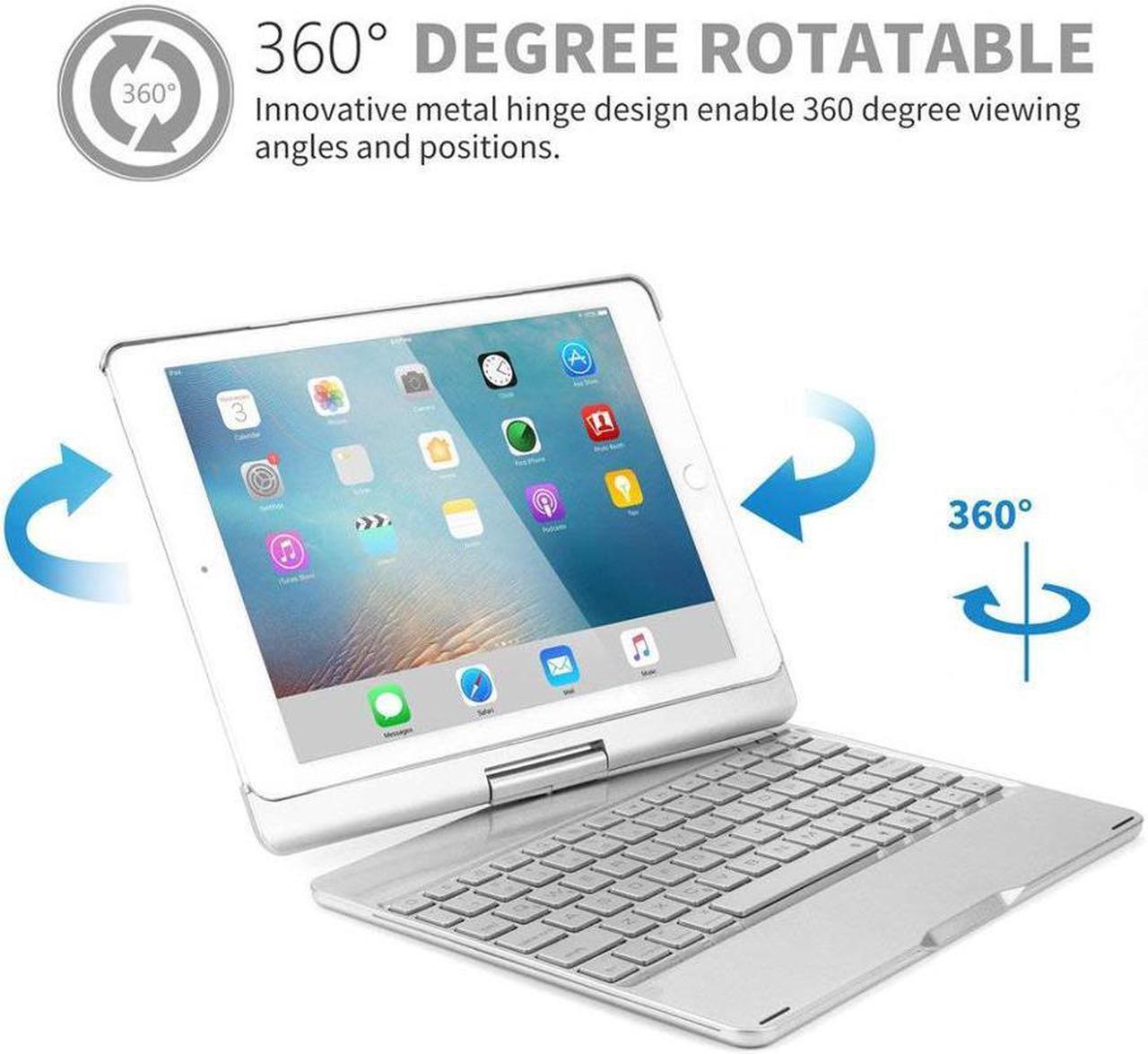 Alt view image 2 of 7 - Keyboard Case for iPad 9.7 2018 2017 iPad Pro 9.7 iPad Air Werleo 7 Color Backlit Bluetooth Keyboard Case Folio Smart 360 Rotate Stand Keyboard Cover for iPad Air Air 2 iPad Pro 9.7 iPad 9.7
