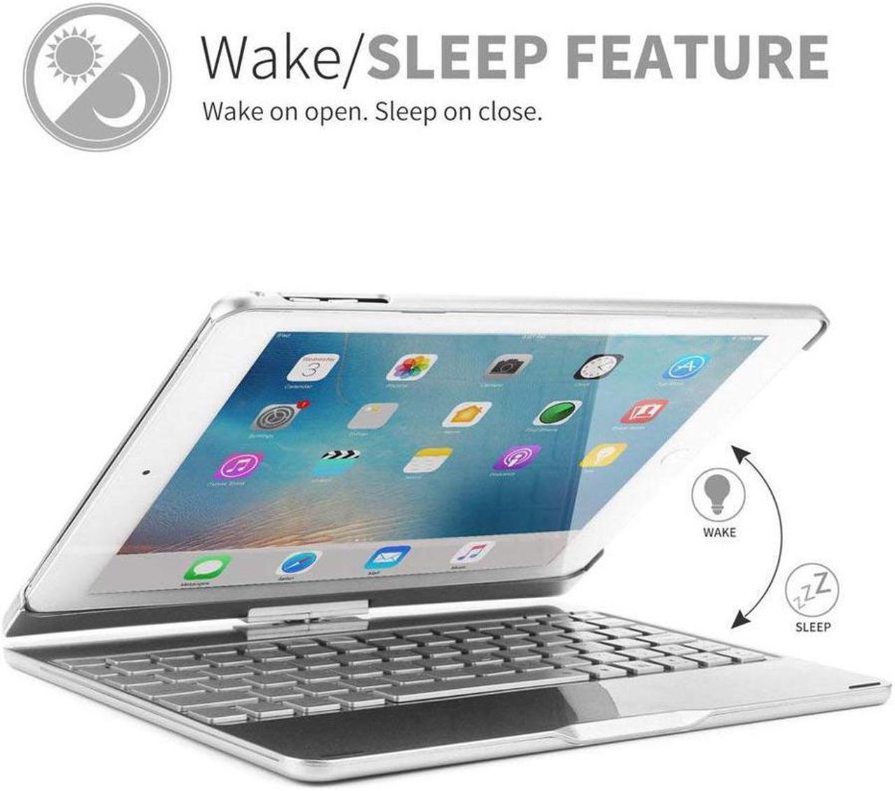 Alt view image 6 of 7 - Keyboard Case for iPad 9.7 2018 2017 iPad Pro 9.7 iPad Air Werleo 7 Color Backlit Bluetooth Keyboard Case Folio Smart 360 Rotate Stand Keyboard Cover for iPad Air Air 2 iPad Pro 9.7 iPad 9.7