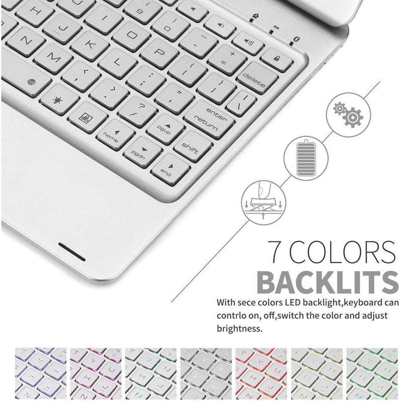 Alt view image 3 of 7 - Keyboard Case for iPad 9.7 2018 2017 iPad Pro 9.7 iPad Air Werleo 7 Color Backlit Bluetooth Keyboard Case Folio Smart 360 Rotate Stand Keyboard Cover for iPad Air Air 2 iPad Pro 9.7 iPad 9.7