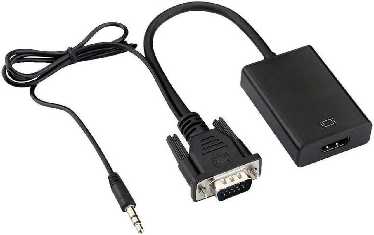 Main image of VGA To HDMI Output Adapter 1080P HD GA Male to HDMI Female Audio Video Cable Converter Adapter With Audio Support For TV AV HDTV - Includes Free USB Cable