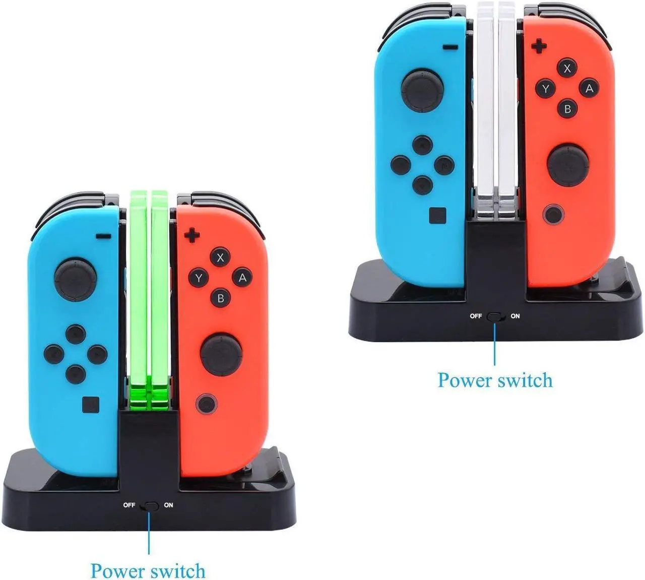 Alt view image 6 of 7 - Controller Charger for Nintendo Switch, Charging Dock Stand Station for Switch Joy-con and Pro Controller with Charging Indicator and Type C Charging Cable