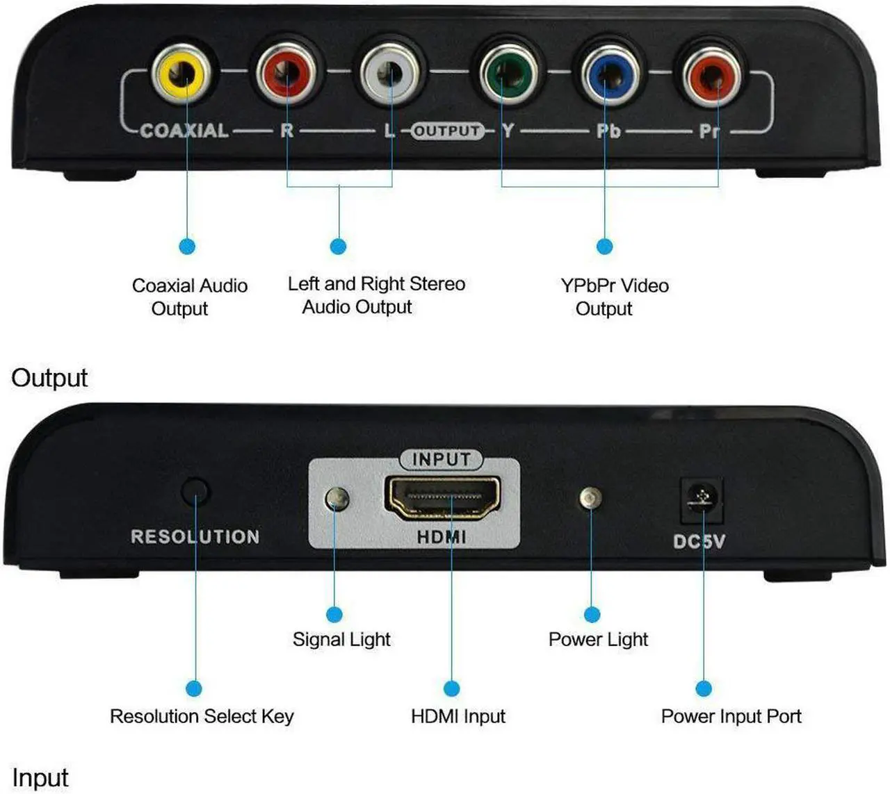 Alt view image 2 of 6 - 1080P HDMI To Component Video (YPbPr) Scaler Converter Adapter with Coaxial Audio Output and R / L Audio Support Windows 10, Black